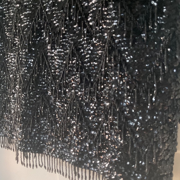 Helen Wong Top Womens Black Wool Sequin Beads Tassel Vintage Sleeveless Party - Picture 2 of 6